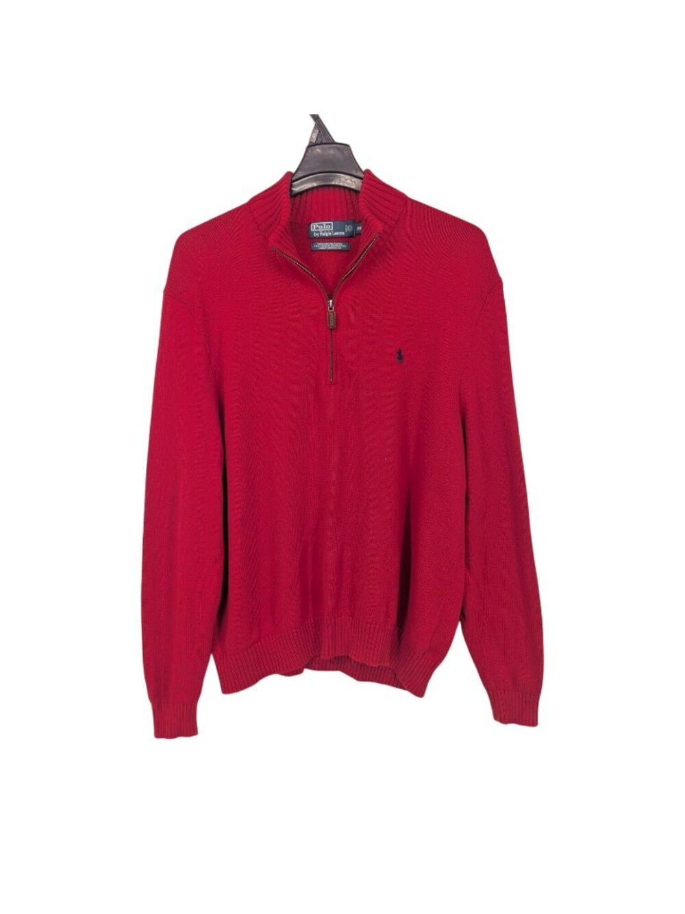 Vtg Polo‎ Ralph Lauren Quarter Zip Chunky Knit Sweater Pullover Pony Y2K XXLarge